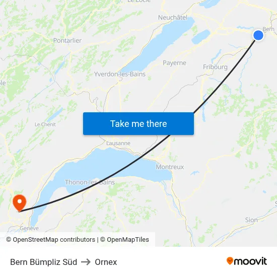 Bern Bümpliz Süd to Ornex map