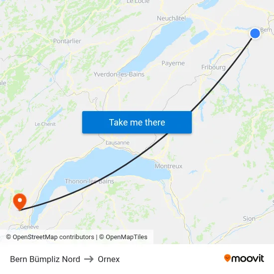 Bern Bümpliz Nord to Ornex map