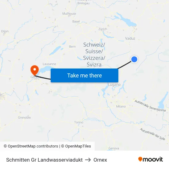 Schmitten Gr Landwasserviadukt to Ornex map