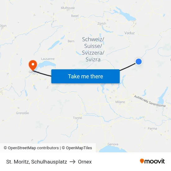 St. Moritz, Schulhausplatz to Ornex map