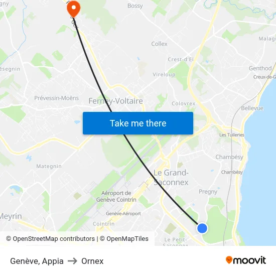 Genève, Appia to Ornex map