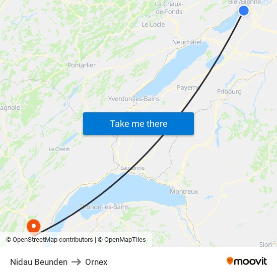 Nidau Beunden to Ornex map