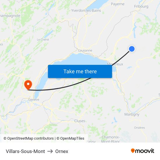 Villars-Sous-Mont to Ornex map