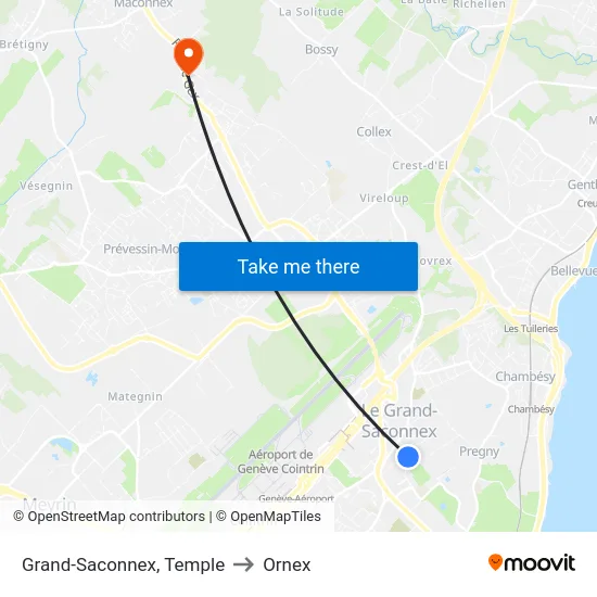 Grand-Saconnex, Temple to Ornex map