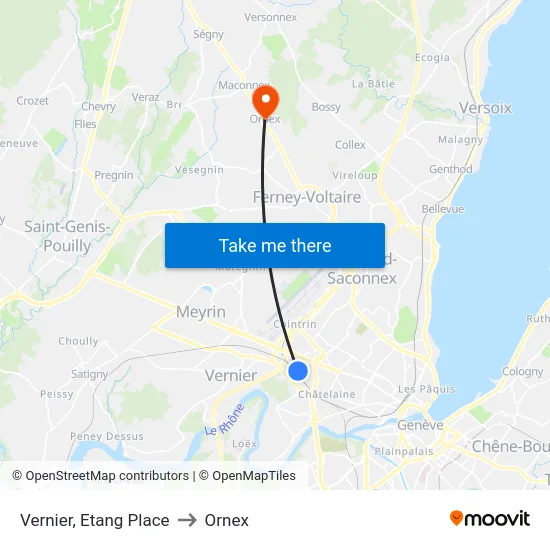 Vernier, Etang Place to Ornex map