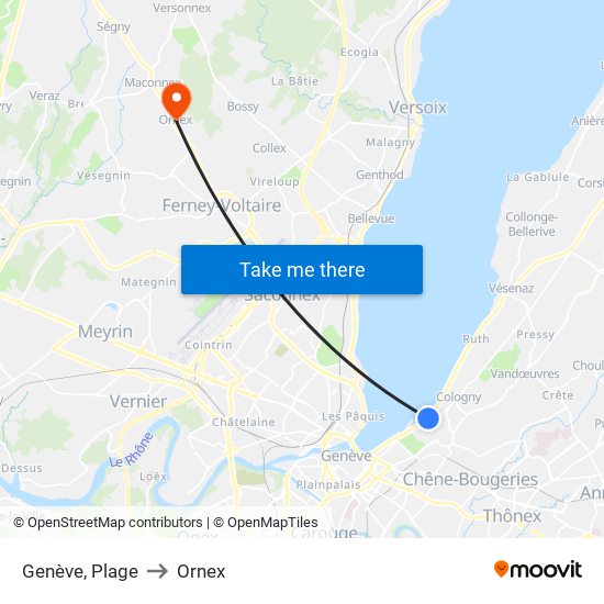Genève, Plage to Ornex map