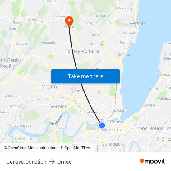 Genève, Jonction to Ornex map