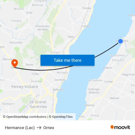 Hermance (Lac) to Ornex map