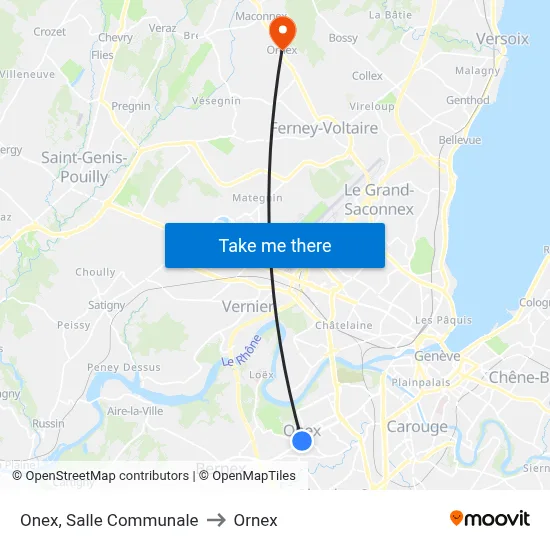Onex, Salle Communale to Ornex map