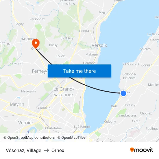 Vésenaz, Village to Ornex map