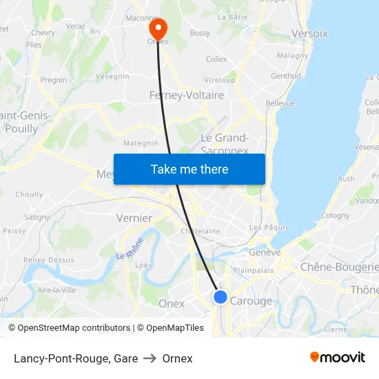 Lancy-Pont-Rouge, Gare to Ornex map