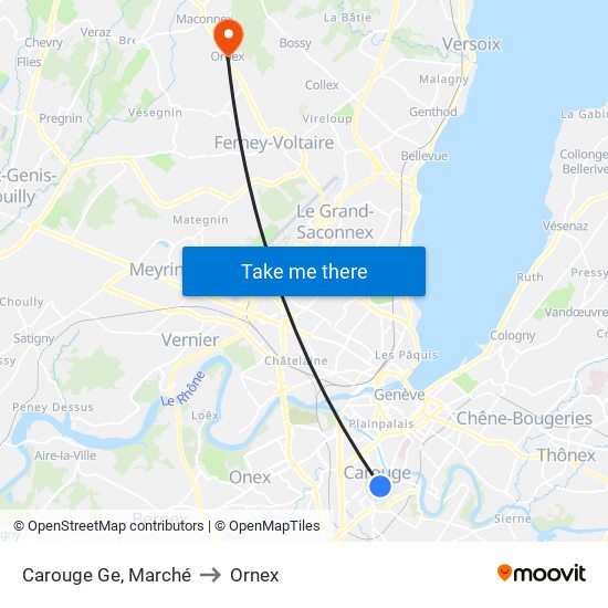 Carouge Ge, Marché to Ornex map