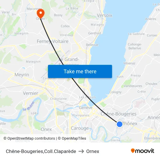 Chêne-Bougeries,Coll.Claparède to Ornex map