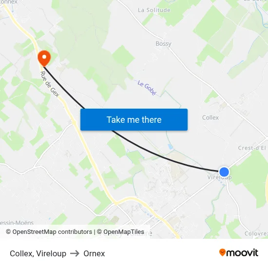 Collex, Vireloup to Ornex map