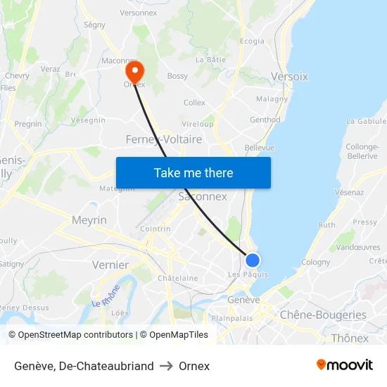 Genève, De-Chateaubriand to Ornex map