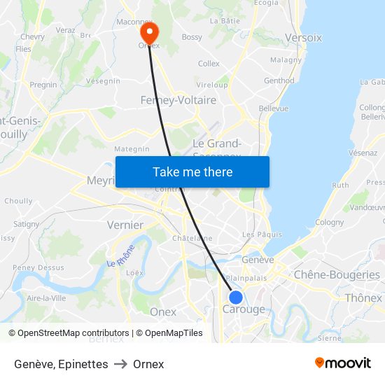 Genève, Epinettes to Ornex map