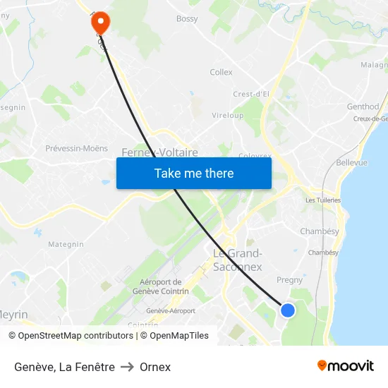 Genève, La Fenêtre to Ornex map