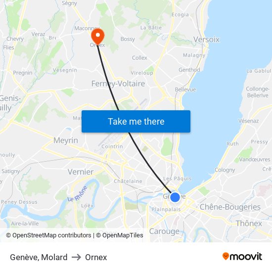 Genève, Molard to Ornex map