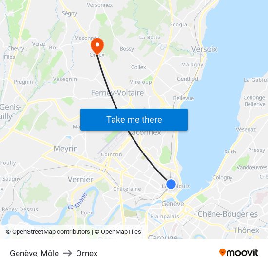 Genève, Môle to Ornex map