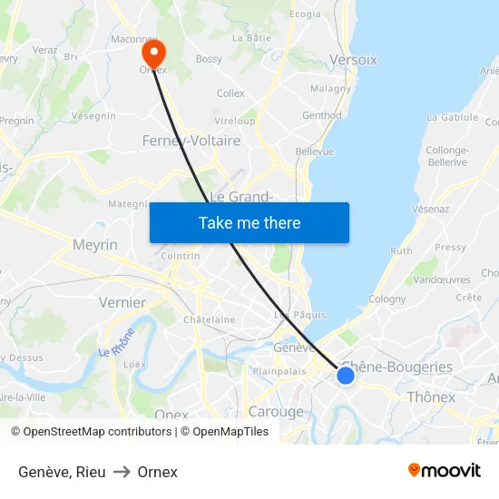 Genève, Rieu to Ornex map