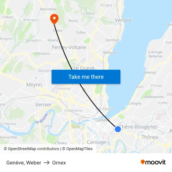 Genève, Weber to Ornex map