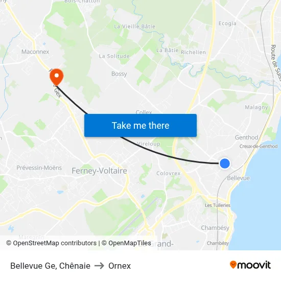 Bellevue Ge, Chênaie to Ornex map