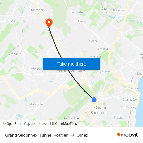 Grand-Saconnex, Tunnel Routier to Ornex map