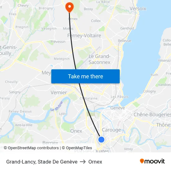 Grand-Lancy, Stade De Genève to Ornex map