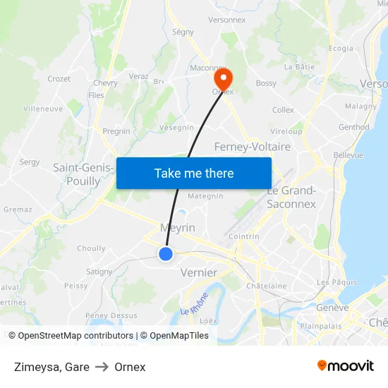 Zimeysa, Gare to Ornex map