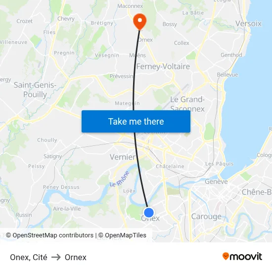 Onex, Cité to Ornex map
