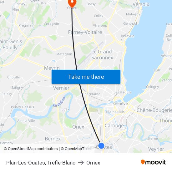 Plan-Les-Ouates, Trèfle-Blanc to Ornex map