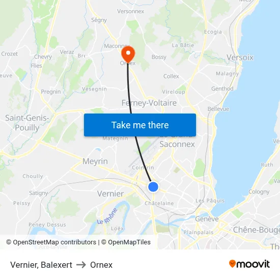 Vernier, Balexert to Ornex map