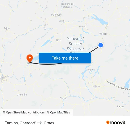 Tamins, Oberdorf to Ornex map