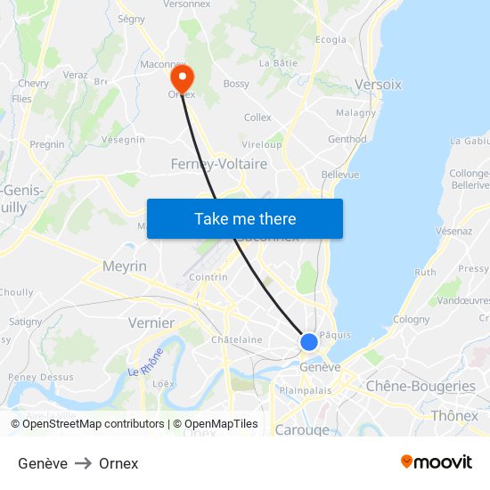 Genève to Ornex map