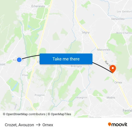 Crozet, Avouzon to Ornex map