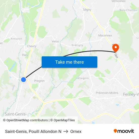 Saint-Genis, Pouill Allondon N to Ornex map