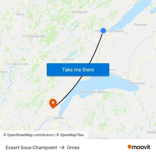 Essert-Sous-Champvent to Ornex map