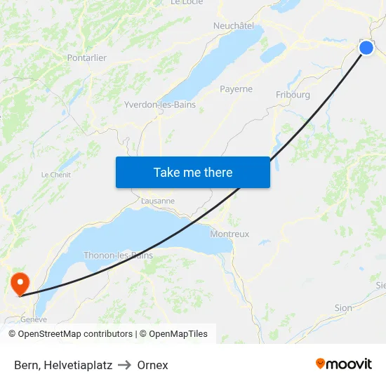 Bern, Helvetiaplatz to Ornex map