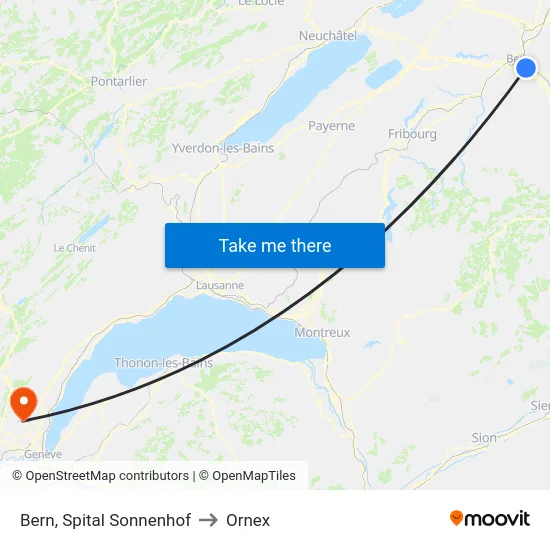 Bern, Spital Sonnenhof to Ornex map