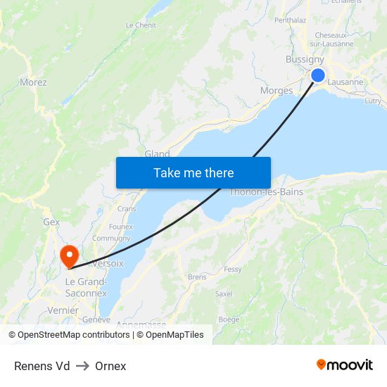 Renens Vd to Ornex map