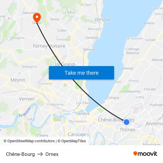 Chêne-Bourg to Ornex map