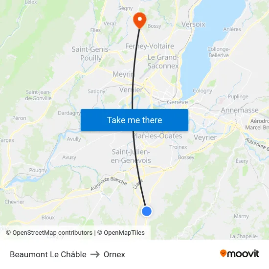 Beaumont, Le Châble to Ornex map