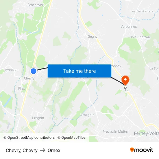 Chevry, Chevry to Ornex map
