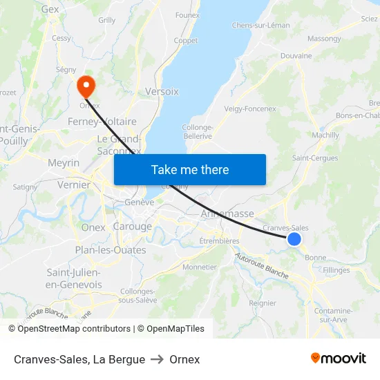 Cranves-Sales, La Bergue to Ornex map
