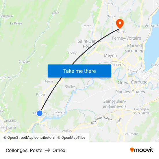 Collonges, Poste to Ornex map