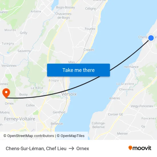 Chens-Sur-Léman, Chef Lieu to Ornex map