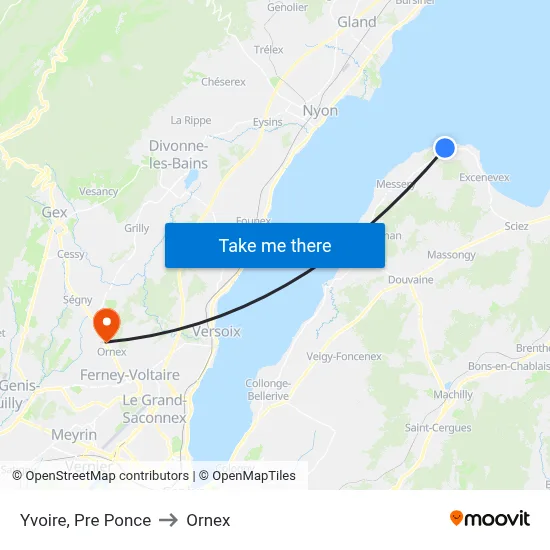 Yvoire, Les Mottes to Ornex map