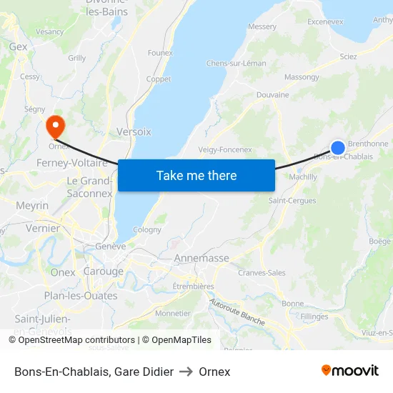 Bons-En-Chablais, Gare Didier to Ornex map