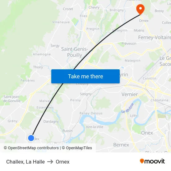 Challex, La Halle to Ornex map