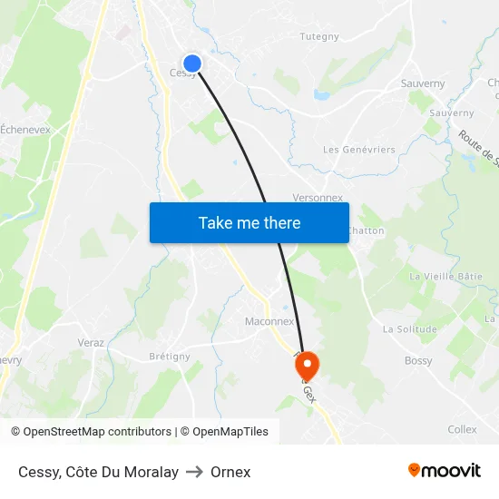 Cessy, Côte Du Moralay to Ornex map